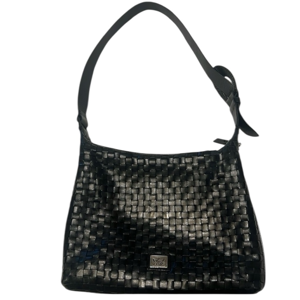 SHARIF Studio  BLACK WOVEN LEATHER Shoulder  BAG